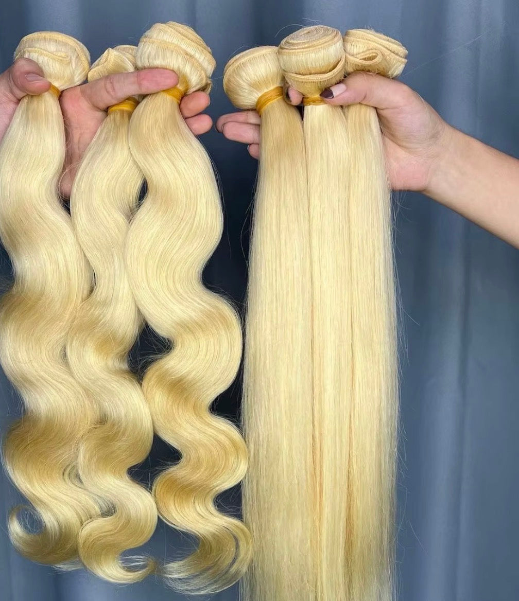 #613 platinum blonde human hair bundles